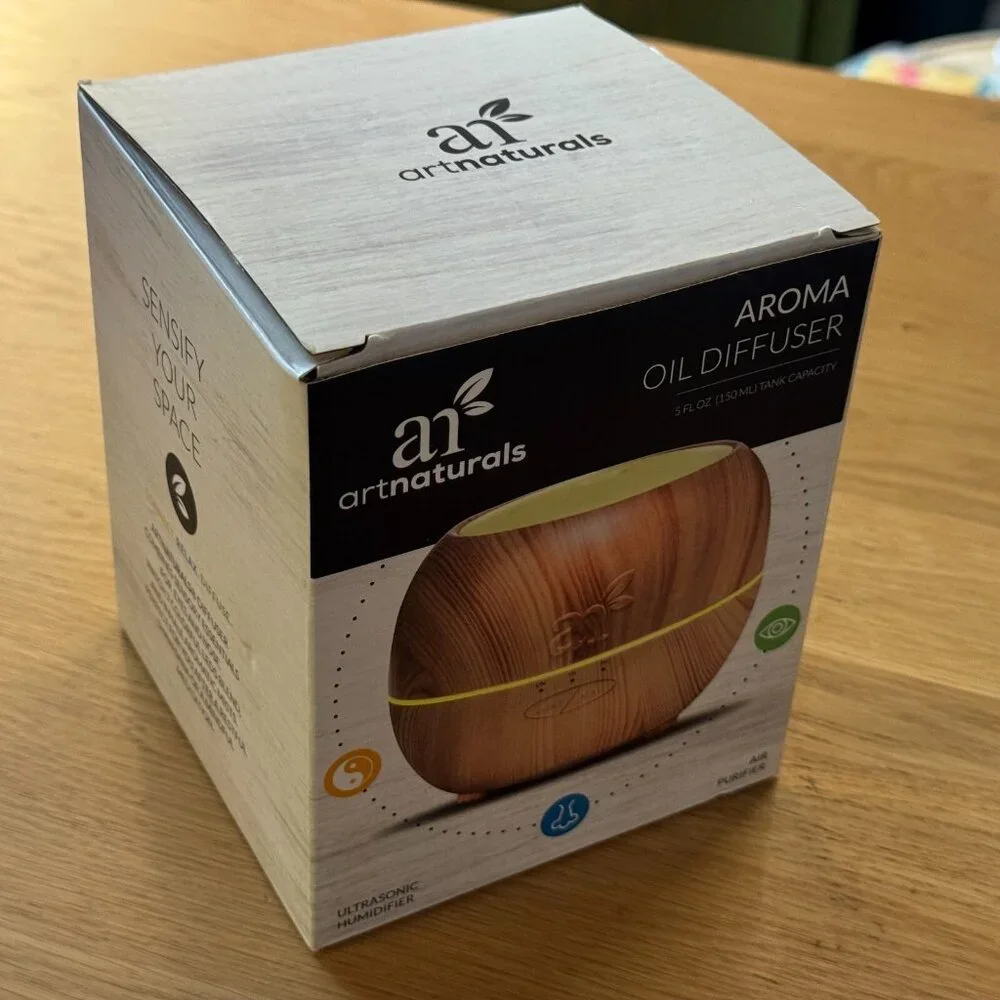 artnaturals Aroma Oil Diffuser Ultrasonic Humidifier 150 ML Tank, Wood Grain